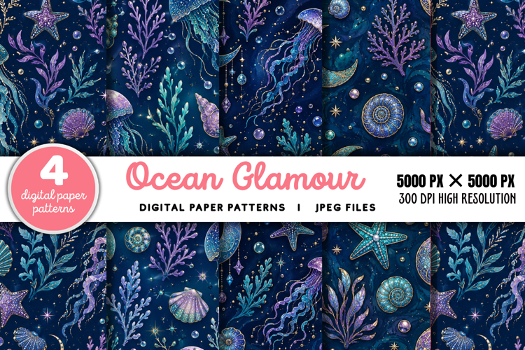 Ocean Glamour Seamless Digital Paper JPG