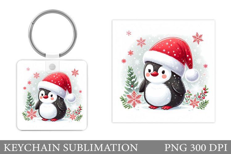 Christmas Penguin Keychain. Christmas Keychain Design example image 1