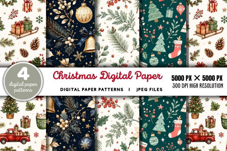 Christmas Digital Paper Backgrounds JPG