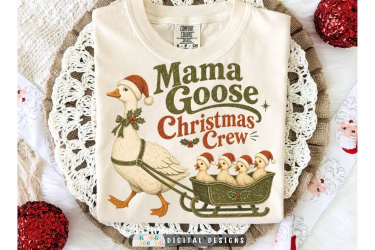 Mama Christmas Geese PNG | Vintage Holiday Goose PNG