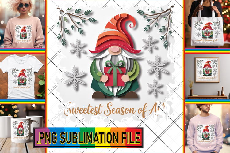 Whimsical TSHIRT Gift Ideas PNG, Holiday Gnome