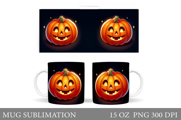 Cute Pumpkin Mug Design. Cute Halloween Mug Sublimation