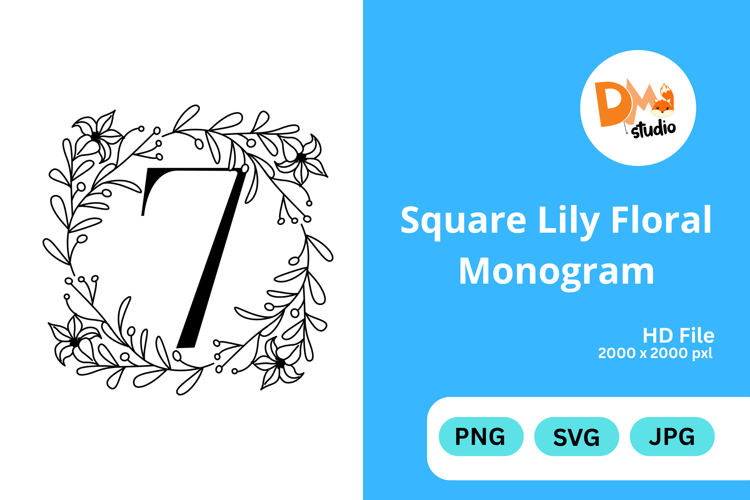 Square Lily Floral Monogram
