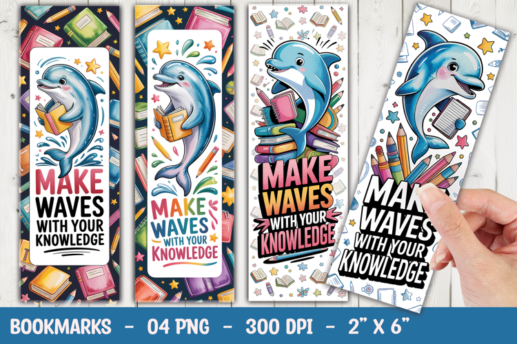 Dolphin Back to School Animal Bookmark Sublimation PNG