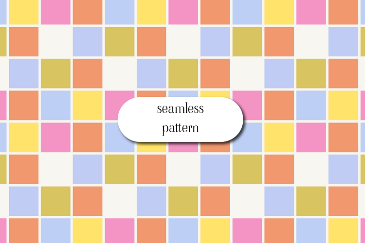 Seamless Geometric Square Pattern Pastel Retro Design