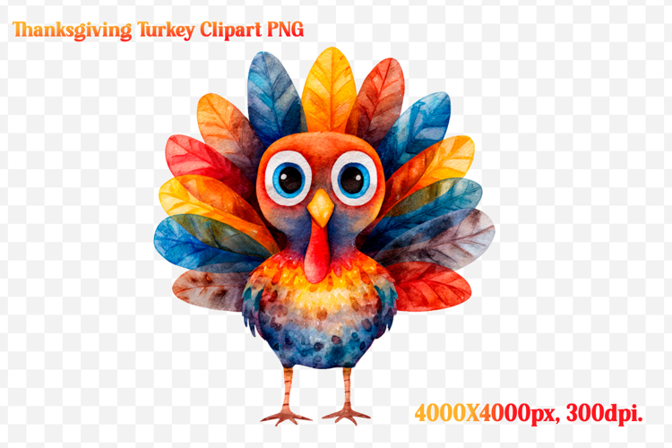 Watercolor Thanksgiving Turkey Clipart PNG