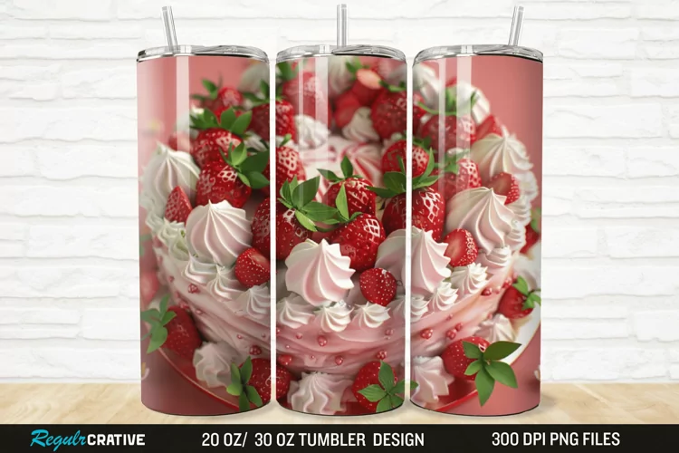 3D Strawberry Cake 20/30oz Skinny Tumbler