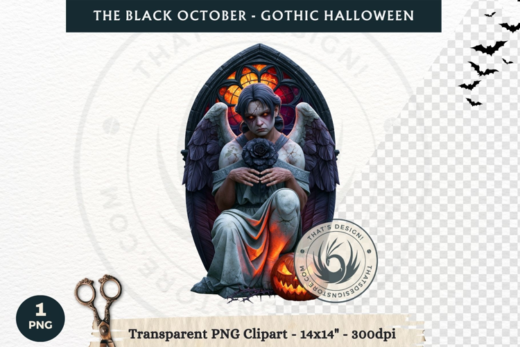The Black October Gothic Halloween Clipart, Horror character