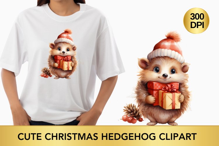 Cute Christmas Hedgehog Clipart, Hedgehog sublimation