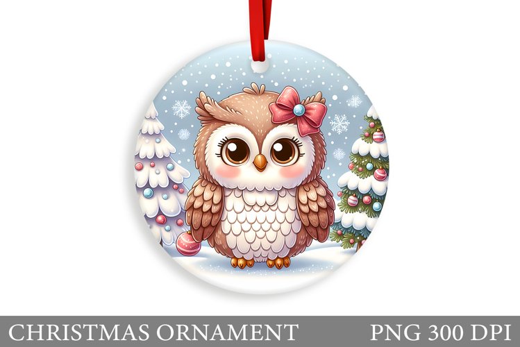 Cute Owl Christmas Ornament. Christmas Owl Sublimation