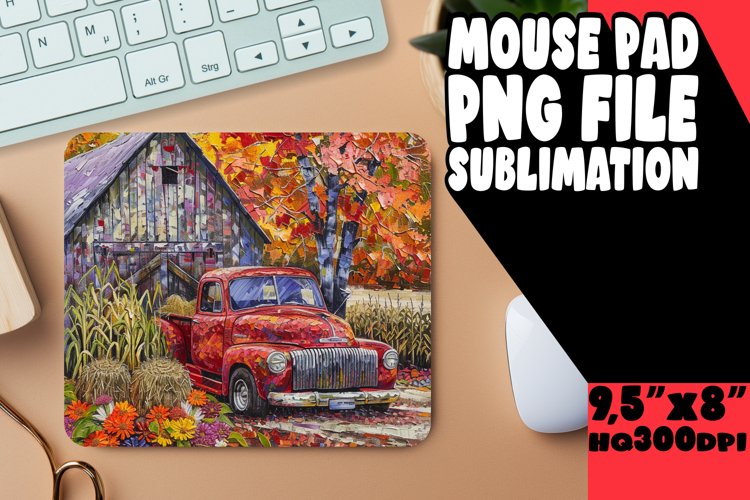 Red Pickup Harvest Mouse Pad Print PNG example image 1
