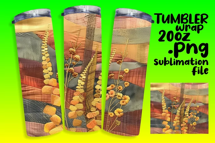 Abstract Embroidered Tumbler Sleeve Design