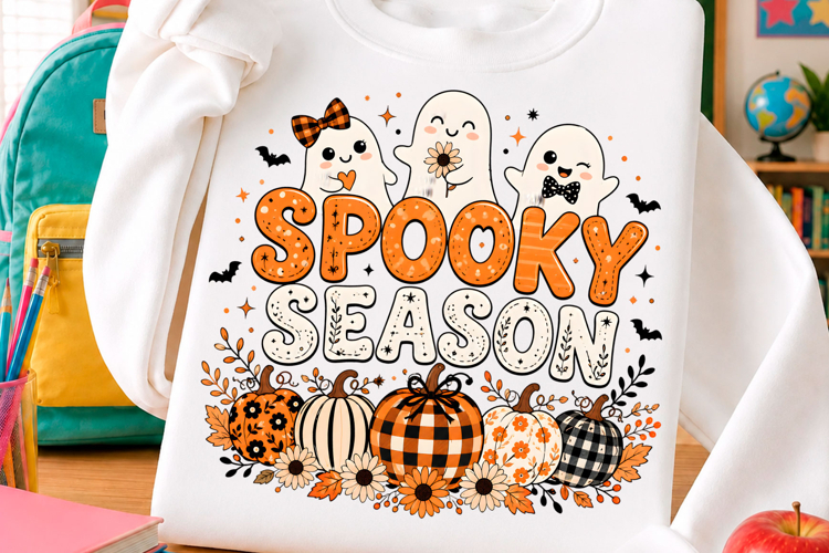 Cute Spooky Season Ghosts Pumpkins PNG