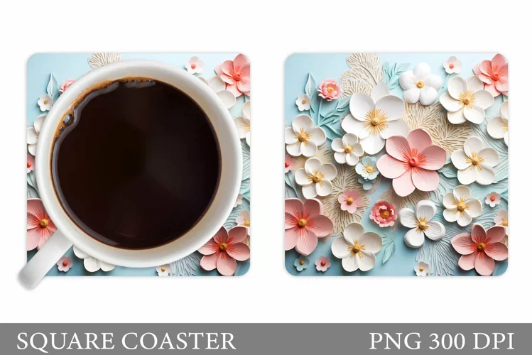 Flowers Coaster Design. 3D Flowers Coaster Sublimation