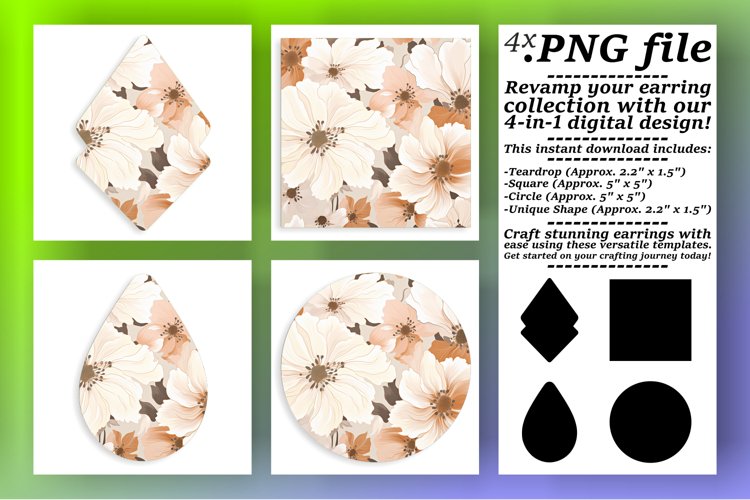 Square Splendor: Sublimation Boho Earrings example image 1