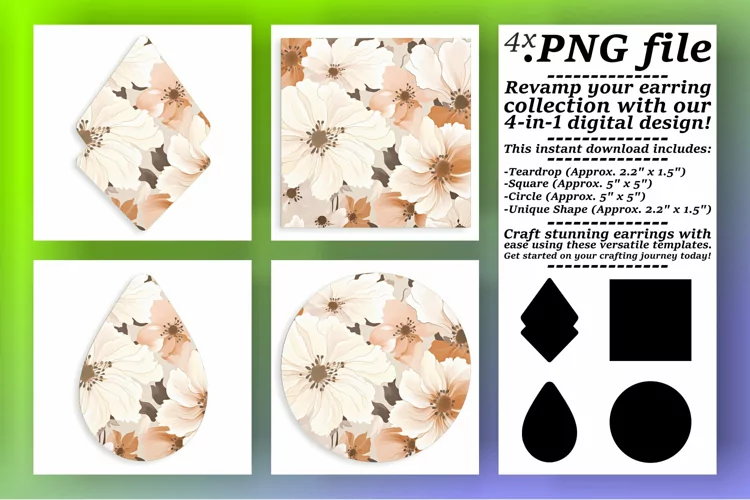 Square Splendor: Sublimation Boho Earrings