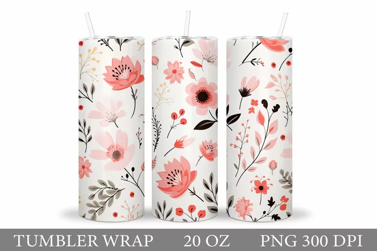 Floral Tumbler Design. Flowers Tumbler Sublimation