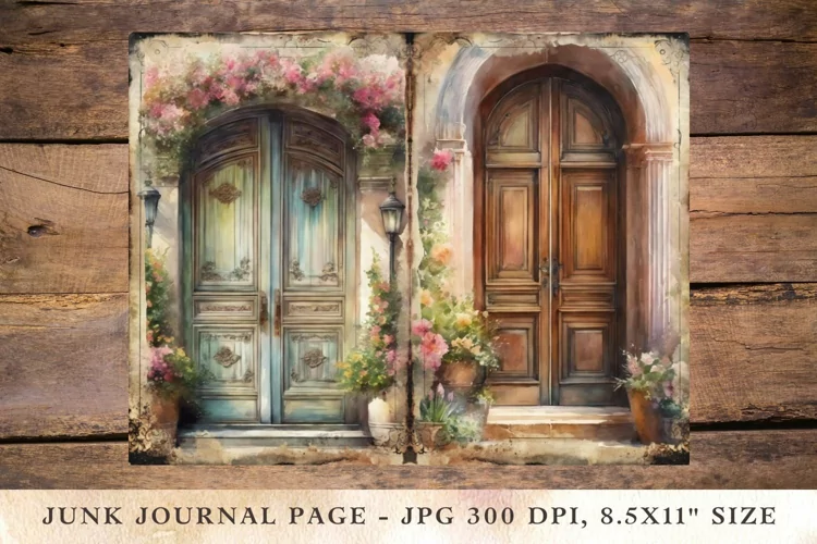 Printable Junk Journal Pages classic door 1