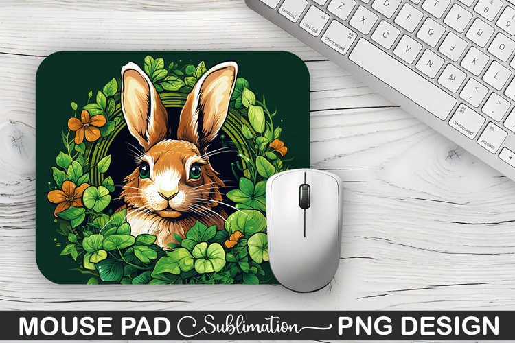 St. Patricks Day Bunny Sublimation Mouse Pad Design