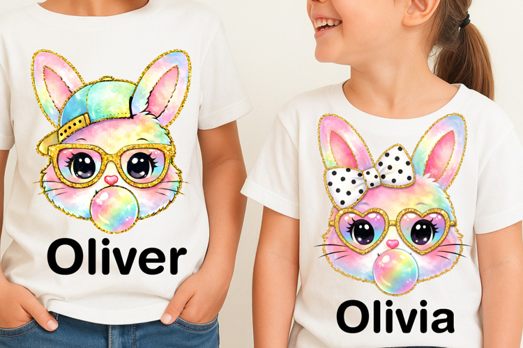 Personalized Kid Name Easter Bunny PNG, Happy Easter PNG