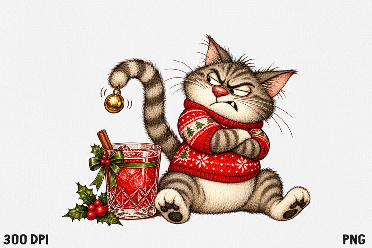 Funny Christmas Cocktail Clipart example image 1