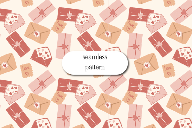 Cute Love Letters and Gift Boxes Seamless Valentine Pattern