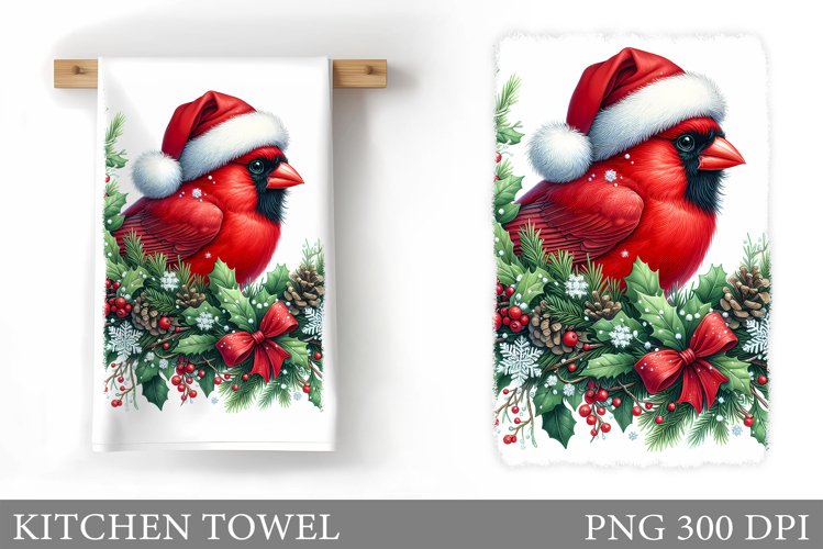 Cute Bird Kitchen Towel. Christmas Kitchen Towel Design example image 1