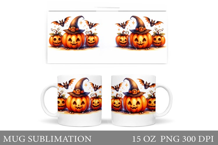 Cute Pumpkin Mug Wrap. Halloween Mug Wrap Sublimation