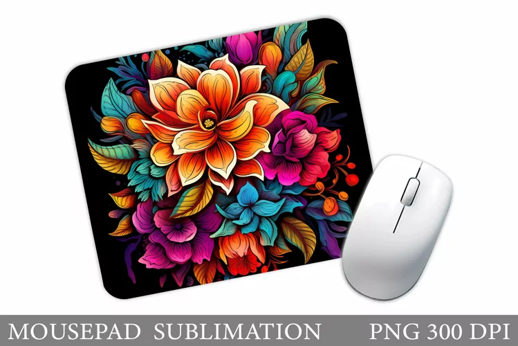 Flowers Mouse Pad Sublimation. Floral Mouse Pad Design