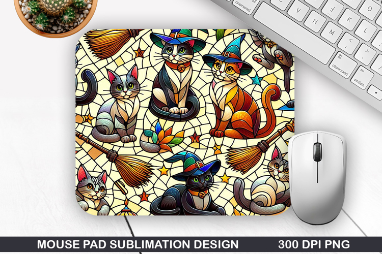 Halloween Cat Mouse Pad Sublimation, Halloween Mouse Pad PNG