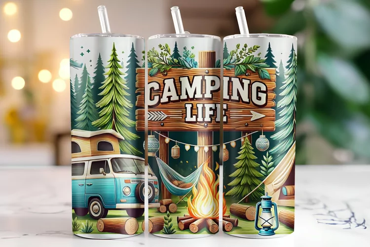 Camping life Tumbler Wrap | Sublimation | Tumblers