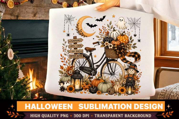 Halloween Bicycle Pumpkin Clipart