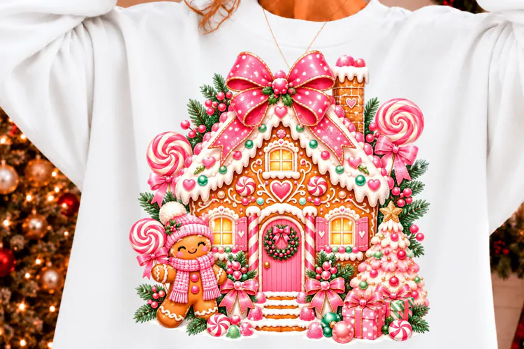 Pink House Christmas PNG