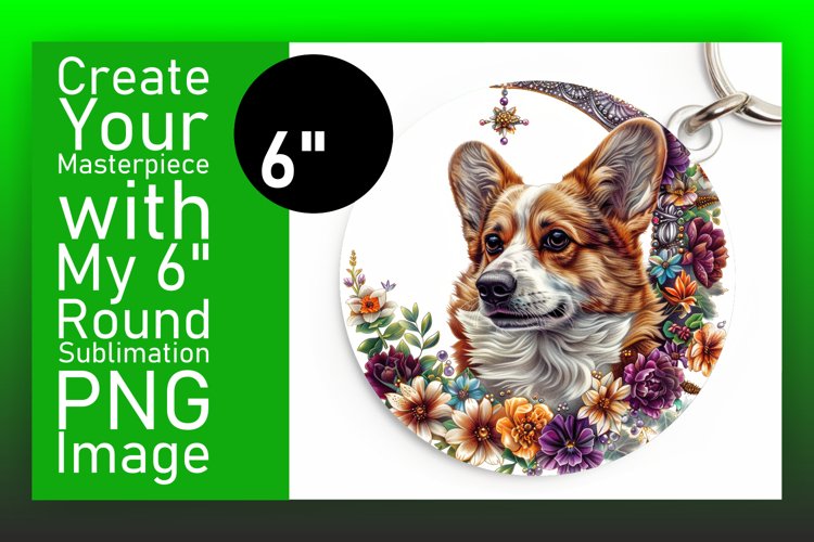 Elegant Round Dog Sublimation Keychain example image 1