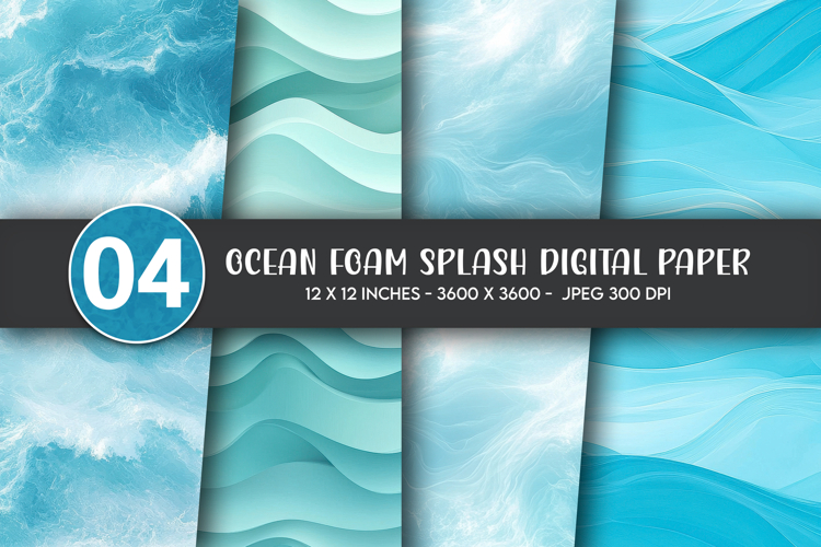Turquoise Abstract Wave Digital Paper example image 1