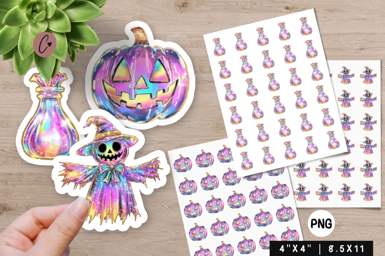 Iridescent Halloween Stickers | Halloween PNG