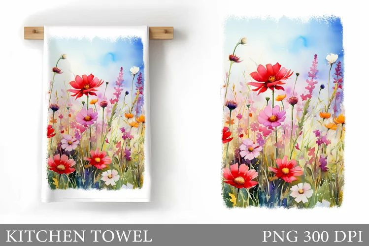 Flowers Kitchen Towel. Wildflowers Kitchen Towel