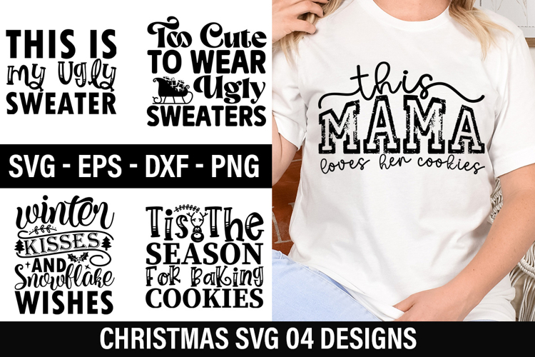 04 Christmas SVG Design - Winter Kisses And Snowflake Wishes