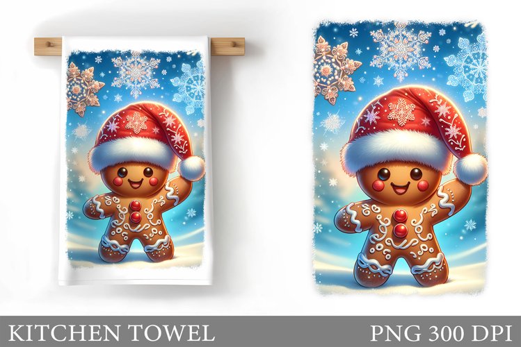 Gingerbread Kitchen Towel. Christmas Kitchen Towel Design example image 1