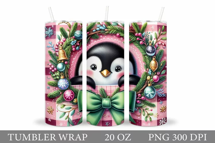 Christmas Penguin Tumbler. Christmas Tumbler Sublimation
