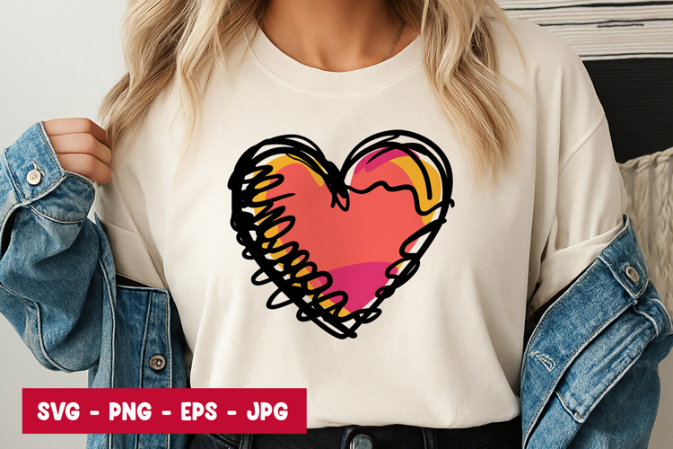 Multicolor Scribble Heart SVG PNG