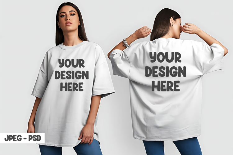 Female Shirt Mockup with Back View Jpeg & Psd