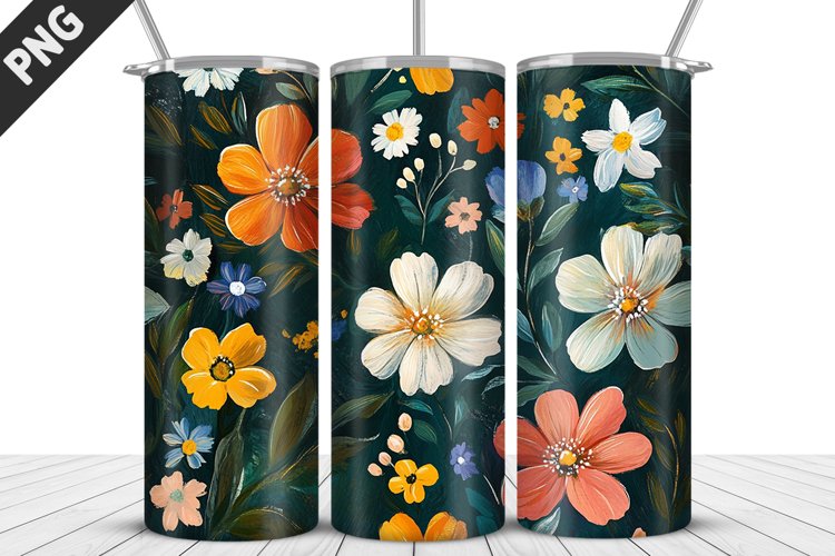 Flowers Tumbler Wrap | Sublimation Design | Tumbler PNG