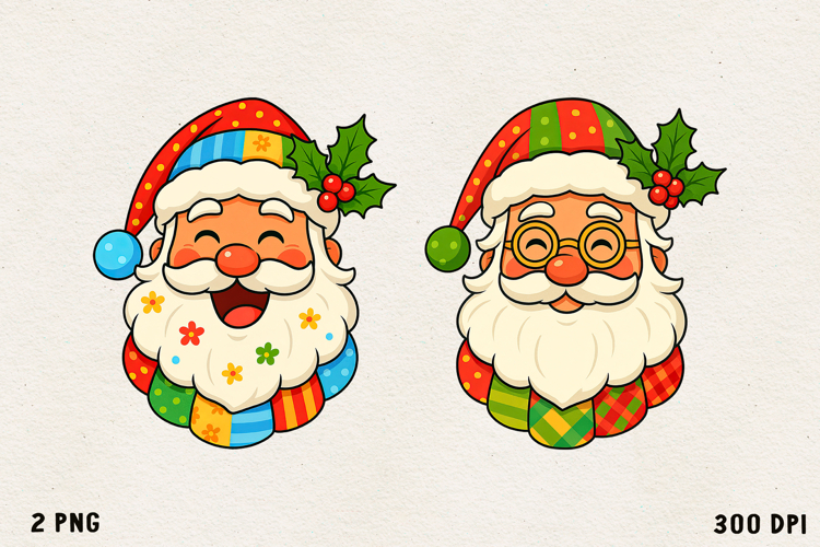 Patchwork Christmas Clipart | Cute Holiday PNG
