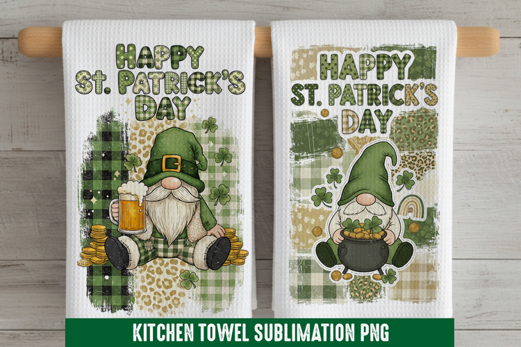 Happy St. Patricks- Kitchen Towel Sublimation, Kitchen Towe