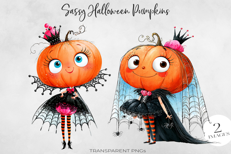 Sassy Halloween Pumpkin Clipart 2 PNGs