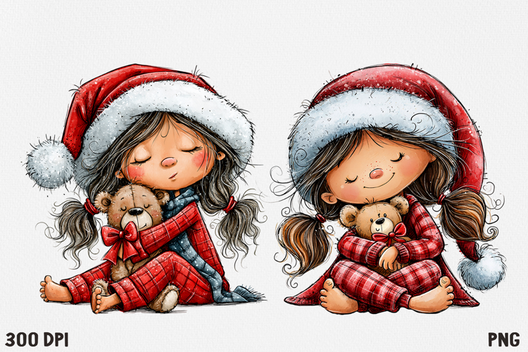 Cute Christmas Girl Clipart PNG, Funny Holiday Girl.