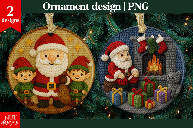 Christmas ornament Crochet Santa Christmas sublimation