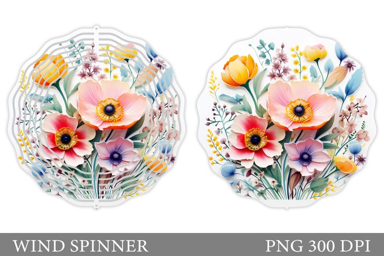 3D Flowers Wind Spinner. Floral Wind Spinner Sublimation