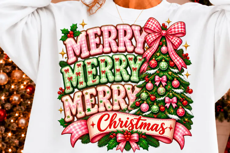 Merry Christmas Tree Shirt Design